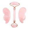 Pink Butterfly Facial Roller and Gua Sha Tool Set – Complete Gua Sha Facial Tool Kit with Pink Roller and Face Massager for Women – Butterfly Guasha Face Tool for Lifting – Facial Roller Guasha Set