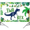 Dinosaur 2nd Birthday Party Backdrop,Two Rex Dinosaur Party Decorations,Dinosaur Birthday Party Supplies 2 Year Old Boy,2nd Birthday Decorations for Boys Dinosaur Birthday Party Supplies