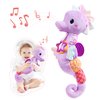 AWOTOY Baby Toys 0-6-12 Months,Musical Stuffed Animals Activity Soft Infant Toys with Multi-Sensory Crinkle, Rattle and Textures,Boys Newborn Baby Girl Toys, Seahorse, Purple