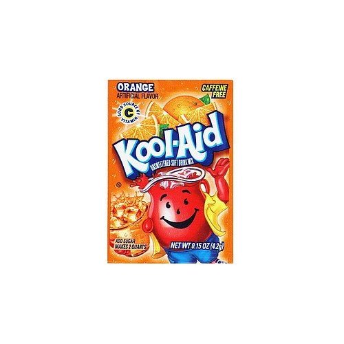 Kool-Aid Soft Drink Mix - Orange Unsweetened, Caffeine Free, 0.15 oz/envelope (Pack of 15)