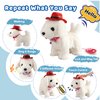 White Labrador Walking Dog Barking Dog for Child Kid Licking Puppy Talking Dog with Leash, Interactive Robot Dog Tail Wagging Singing Plush Lab Dog Stuffed Dog Pretend Dress Up Christmas Girl Boy Gift
