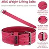 MRX Powerlifting Leather Belt 4" Wide 10mm Thickness Training Fitness Back Support Bodybuilding Belts with Steel 2 Prong Buckle Pink (Small)