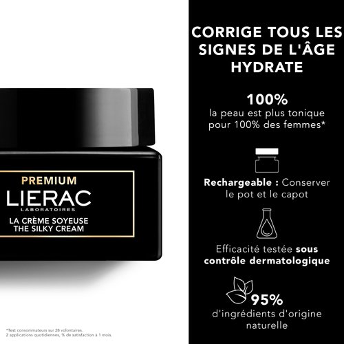 Lierac | Premium The Silky Cream - Age Defying Face Cream - Hydrating Face Moisturizer for Women with Niacinamide & Hyaluronic Acid - Tightens & Smooths Skin - 50ml Jar