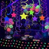 56 Pieces Rainbow Hanging Swirl Decorations Neon Swirl Streamers UV Neon Garland Ceiling Decorations Glow in The Dark Neon Party Supplies and Decorations Black Light Party Kit for Birthday Wedding