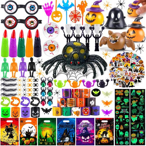 205PCS Halloween Party Favors for Kids, Halloween Bulk Toys for Party Supplies Halloween Classroo...