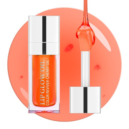 Ofanyia Hydrating Lip Glow Oil, Plumping Lip Gloss Tinted Lip Balm Transparent Lip Care, Long Lasting Hydrating Lip Gloss Tinted Lip Non-sticky, Lip Tint Lip Care Oil for Dry Lip (004# Coral)