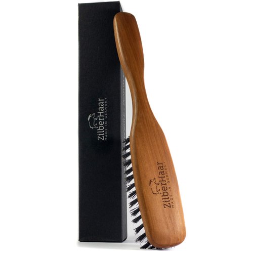 ZilberHaar Long Hair Brush - Soft Boar Bristles - Exfoliating and Conditioning for Men's Beards & Skin - Compatible with Beard Balms and Oils