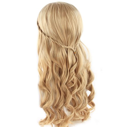 Acecharming Long Platinum Blonde Wigs Braid Women, Girl's Charming Synthetic Party Costume Cosplay Wig With Wig Cap