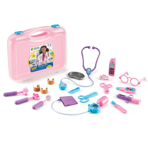 Learning Resources Pretend and Play Doctor Kit - 19 Piece Set, Ages 3+ Doctor Kit for Kids, Pink Doctor Costume, Toy Medical Kit, Toddler Social Emotional Learning Toys