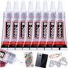 8pcs x15ML B7000 Jewelry Rhinestones Glue, B-7000 Clear Super Glue Transparent Industrial Adhesive for Phone Repair Jewelery Making Crafts Gem Fabric Metal Nail Art Stone Wood Glass