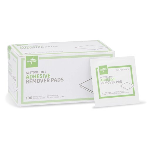 Medline Adhesive Remover Pad, Acetone-Free, 2-Ply Pad, 100 Count (Pack of 10)