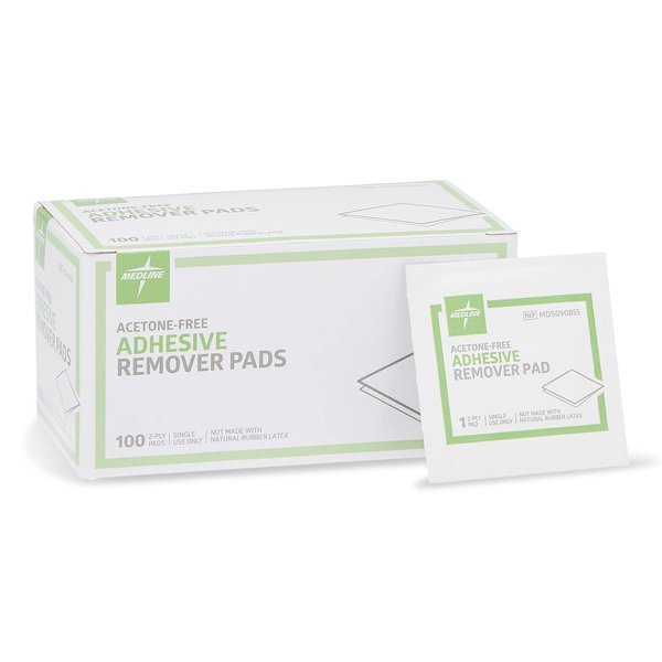 Medline Adhesive Remover Pad, Acetone-Free, 2-Ply Pad, 100 Count (Pack of 10)