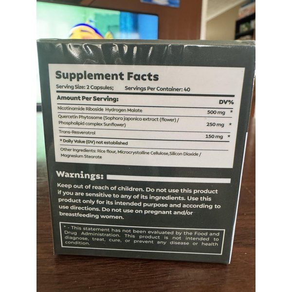 Reus Research NAD+ Nicotinamide Riboside 900mg, Liposomal NAD with Resveratrol, Skin Aging Support Supplement, 80 Capsules