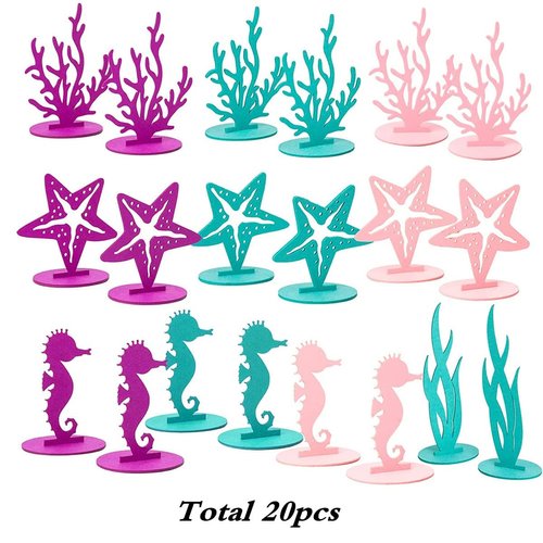 20 Pcs Mermaid Party Decoration DIY Felt Table Centerpiece Under The Sea Party Decorations for Ocean Theme Girl Little Mermaid Birthday Baby Shower Party Supplies