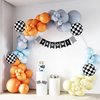 HOUSE OF PARTY Race Car Balloon Garland Kit – Two Fast Birthday Decorations with Blue Orange Yellow Grey & Checkered Balloons, Race Cars Party Supplies