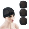 YTBYT 3 Pcs Mesh Cap Wig Caps for Making Wig Stretchy Wig Cap with Wide Elastic Band (Black Mesh Cap M)