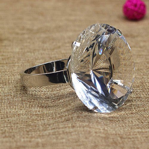 Zoogamo 3'' (80mm) Glass Crystal Diamond Ring Paperweight – Home Office Decor & Valentine's Day Gift Wedding Favors Centerpieces Decoration with Box