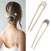 yueton 2PCS U Shaped Moon Alloy Hair Sticks Fashion Metal Hair Chopsticks Hair Forks Hairpins Hair Pins Chignon Pins Long Hair Decorations Hair Styling Pins for Buns, with a Gift Box