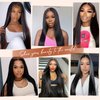 LEOSA Long Straight V Part 22Inch Black Synthetic Wig Full Head Clip In Hair Extensions Wig for Women Heat Resistant Fiber Synthetic Hair Extension (22Inch, 22-1B#)