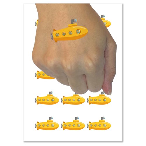 Submarine Doodle Temporary Tattoo Water Resistant Fake Body Art Set Collection - 15 2" Tattoos (1 Sheet)