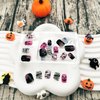 Halloween Press on Nails Short Square Fake Nails Cute Ghost Nails Press ons Purple Glue on Nails with Mummy Spider Web Bat Designs Full Cover Glossy Acrylic Nails for Women Girls 24 Pcs
