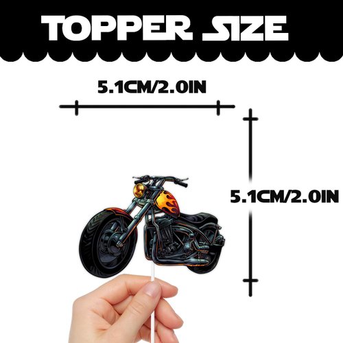 18pcs Red Glitter Motorcycle Dessert Cupcake Topper Rider Racing Sport Let’s Glow Crazy Party Theme Decor Supplies Men Women Boys Girls Happy Birthday Party Decorations
