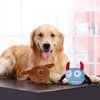 NAMSAN Giggle Plush Dog Toy Interactive Dog Toys Pet Squeaky Toy with Jumping Activation Ball for Dogs Playing (Blue Monster)
