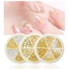 HNUIX 3D Nail Art Charms - Gold Star, Moon, Ring, Multiple Shape Gem, 3 Boxes, Metal Nail Decoration Studs