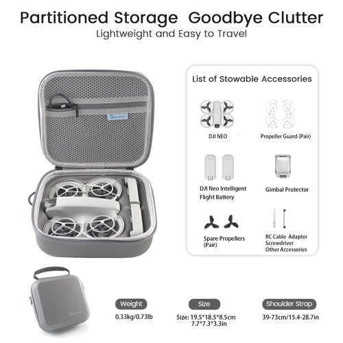 Skyreat Neo Case, Portable PU Leather Small Shoulder Bag for DJI Neo Drone and Batteries Accessories