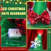 BARTOSI Christmas Hat Headband Light Up Santa Hat LED Xmas Bow Snowflake Headpiece Christmas Hair Accessories for Women (Green)