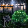 QITONG 4 Pack White Solar String Lights, Each 33ft 100 LED Solar Fairy Lights Outdoor Waterproof, 8 Modes Silver Wire Solar Twinkle Lights