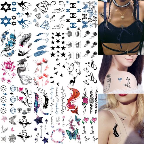 30 Sheets Small Temporary Tattoos for Women Girls Sexy Rose Fake Tattoo Stickers Waterproof Body Art Colored Finger Temp Tattoo Paper (Floral-30)