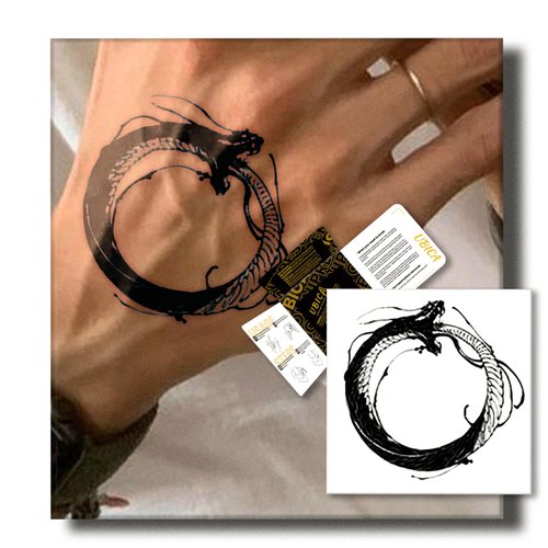 UBICA Temporary Tattoos Adult, 2 Sheets Fake Tattoos, Realistic And Long-Lasting Non-Reflective, Waterproof For 1-2 Weeks, Snake Tattoo 3x3in