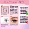 Lash Clusters 100PCS Cluster Lashes Wispy Fluffy D Curl Super Thin Band Eyelash Cluster Natural Volume Reusable DIY Eyelash Extensions at Home (10-16mm Mix)
