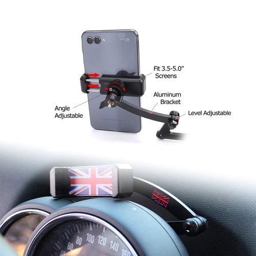 PGONE Behind Tachometer Mount Smart Phone GPS Mounting Design Phone Holder Kit for Mini Cooper R55 R56 R57 R60 R61(2008-2013seris) Union Jack (Red & Blue Union Jack Flag Style)