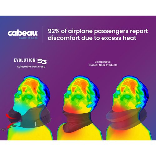 Cabeau Evolution S3 Travel Neck Pillow Memory Foam Neck Support, Adjustable Clasp, and Seat Strap Attachment - Comfort On-The-Go with Carrying Case for Airplane, Train, and Car (Indigo Blue)