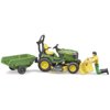 Bruder 09824 bworld John Deere Lawn Tractor w Trailer and Gardener