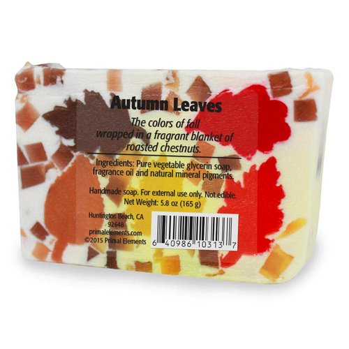 Primal Elements Glycerin Bar Soap | Helps All Skin Types, Sensitive, Oily & Dry Skin | NO PARABENS, VEGAN, GLUTEN FREE, 100% VEGETABLE BASE - (Autumn Leaves)