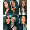 Looxey 13x6 Lace Front Wigs Synthetic 24 Inch Long Straight Wigs Pre Plucked Green Lace Frontal Wigs Glueless Wigs for Women Girls Daily Wear