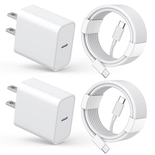 IIOZO iPhone 16 Pro Max Charger Fast Charging, 2 Pack 20W Type C Fast Charger Block with 2 Pack 6FT USB C to C Cable Compatible for iPhone 16/16 Plus/16 Pro/16 Pro Max/15/15 Plus/15 Pro Max/15 Pro Max