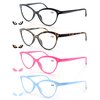 MODFANS Women Reading Glasses 1.5 4 Pack Fashion Colors Cat Eye Readers for Ladies Compact Spring Hinge Lightweight Frame Includes Pocket