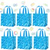 C L cooper life 12pcs Ocean Wave Gift Treat Bags with Handles Summer Beach Pool Party Grocery Shopping Bags Under The Sea Theme Non-Woven Bag for Ocean Birthday Party Baby Shower Supplies