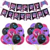 Video Game Birthday Party Decoration Set, Purple Game Birthday Party Supplies, Includes Birthday Banner Balloon Cake Decoration