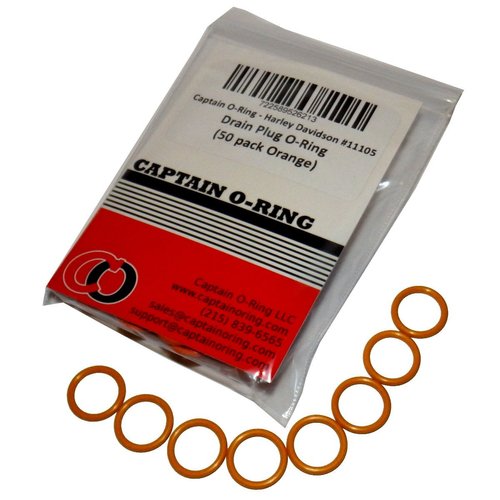 50 Pack - #11105 O-Ring Replacement for Harley Davidson Oil Drain Plug Oring (Orange Color)