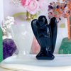 QINJIEJIE Black Obsidian Angel Crystals Healing Pocket Guardian Angel Decor Polished Healing Crystal Gemstone Carved Statue Peace Angel Figurine Spiritual Gift Meditation Protect for Angel Lover