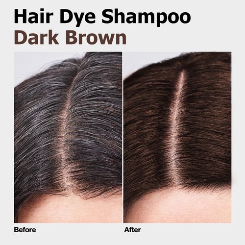 Hair Dye Shampoo 3 in 1, Hair Color Shampoo, Semi-Permanent Hair Color, Instant Dark Brown Hair Dye, Safe & Professional Hair Dye Shampoo, Easy To Use, For Salon & Home DIY 16.9 FL OZ (Dark Brown)