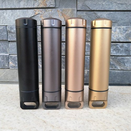 EKLOEN Portable Survival Waterproof Pill Container Outdoor Waterproof Capsule Seal Bottle Holder Case EDC Emergency Tool,CNC Machined Aluminum Bottle(Grey)