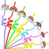 24 Rainbow Birthday Party Supplies Drinking Party Straw for Rainbow Party Favors Decor