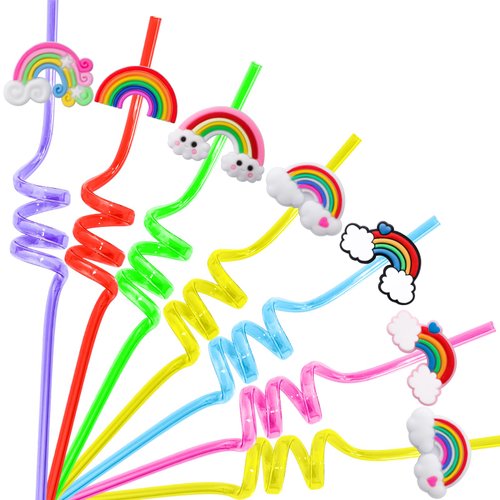 24 Rainbow Birthday Party Supplies Drinking Party Straw for Rainbow Party Favors Decor