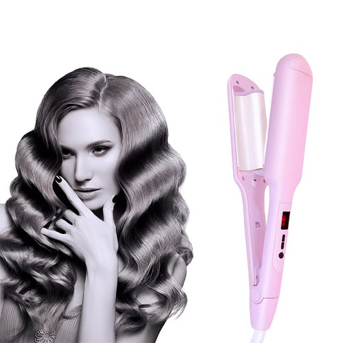 JINDIN 2 Barrel Curling Iron Wand Deep Waver Hair Crimper Ionic Wavy Hair Curler for Long Hair 1.1in/28mm Beach Wave Curling Wand Fast Heating Dual Voltage